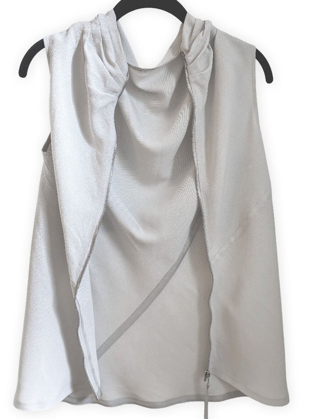 Rick Owens "Walrus" Sleeveless Zip-Front Pearl Grey Top - Picture 4 of 12